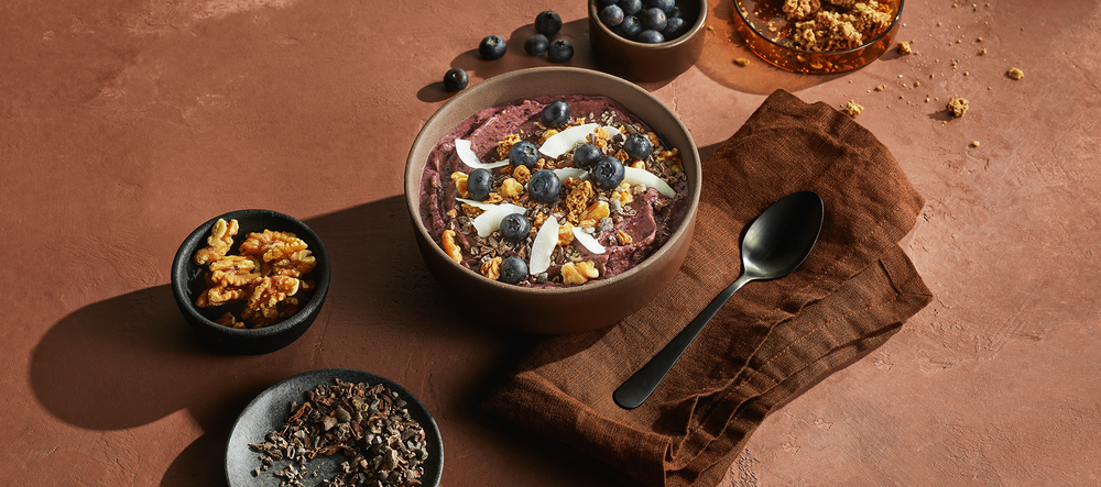 Smoothie alla banana e mirtilli