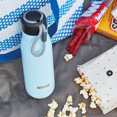 Edelstahl Trinkflasche M 500ml Light Blue zoku ZK 142-LB Kunzi Shop