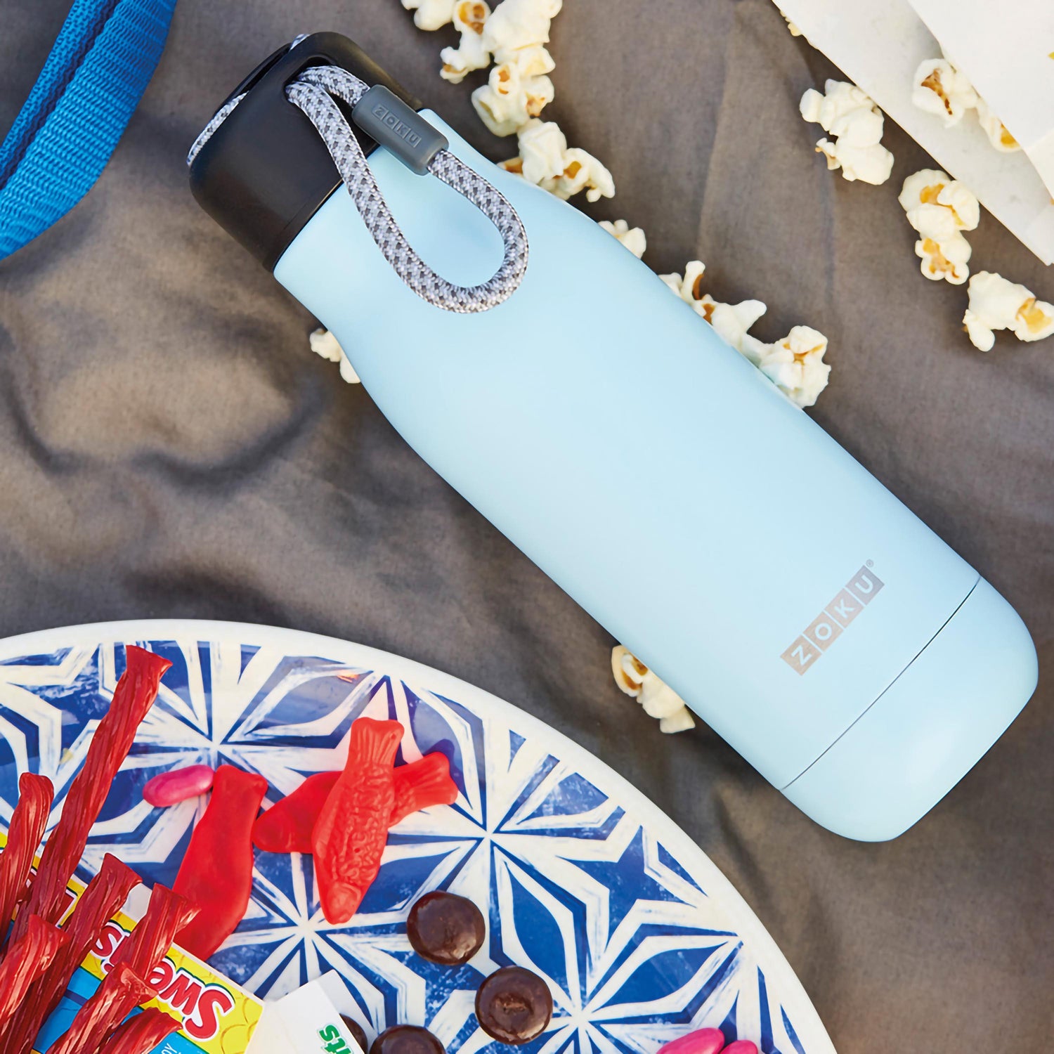 Edelstahl Trinkflasche M 500ml Light Blue zoku ZK 142-LB Kunzi Shop 6